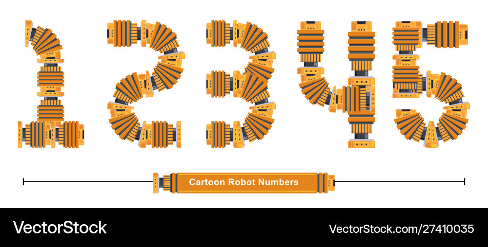 Numbers typography font cartoon robot style Numbers typography font cartoon robot style Vector Image