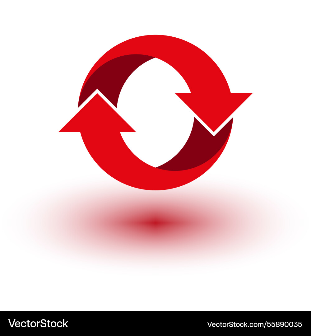 Red circular arrows rotation symbol refresh icon Red circular arrows rotation symbol refresh icon vector image