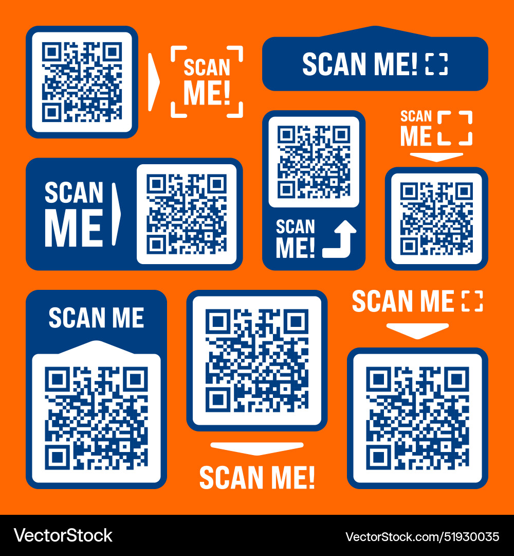 Scan me qr code sticker with text online payment Scan me qr code sticker with text online payment vector image