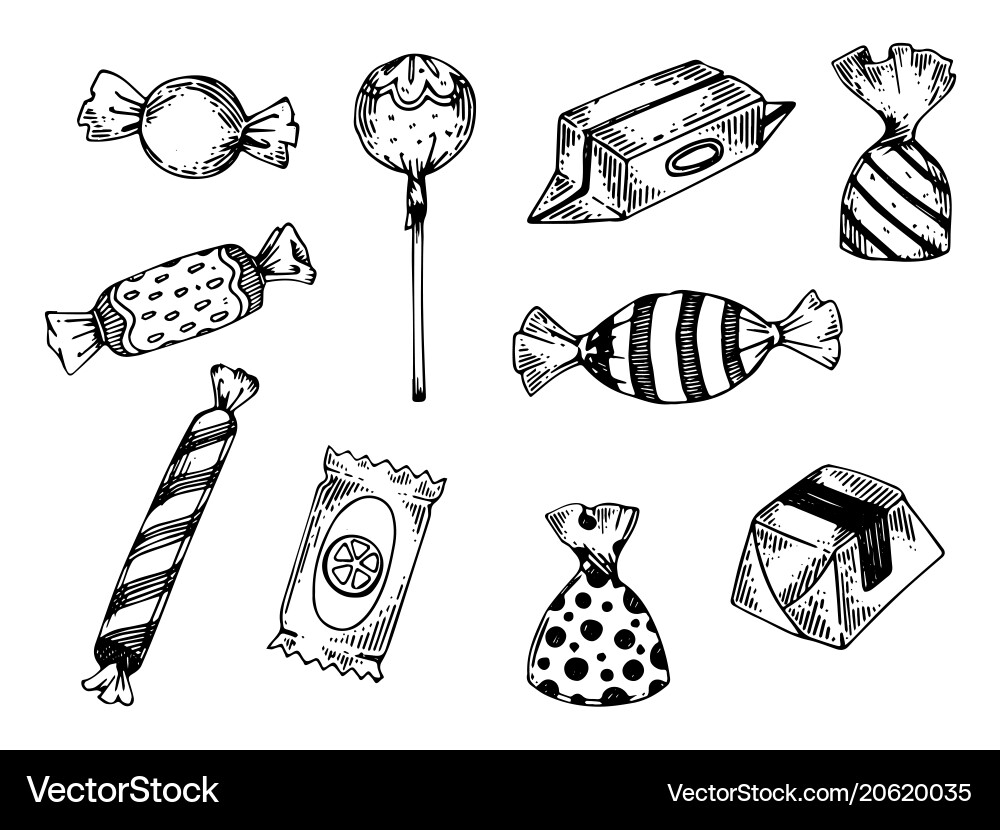 Scratchboard Candy Pattern vector image
