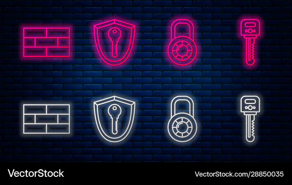 Set line shield with key safe combination lock vector image