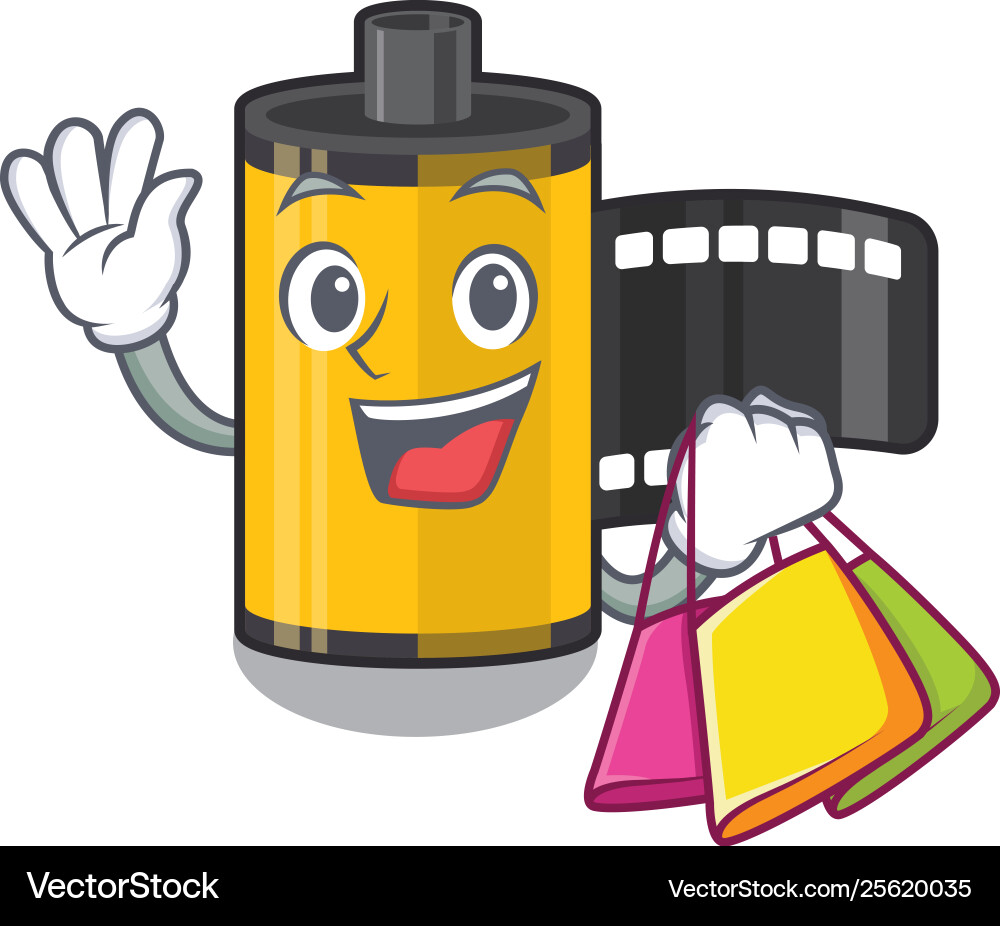 Shopping camera roll isolated with character Vector Image