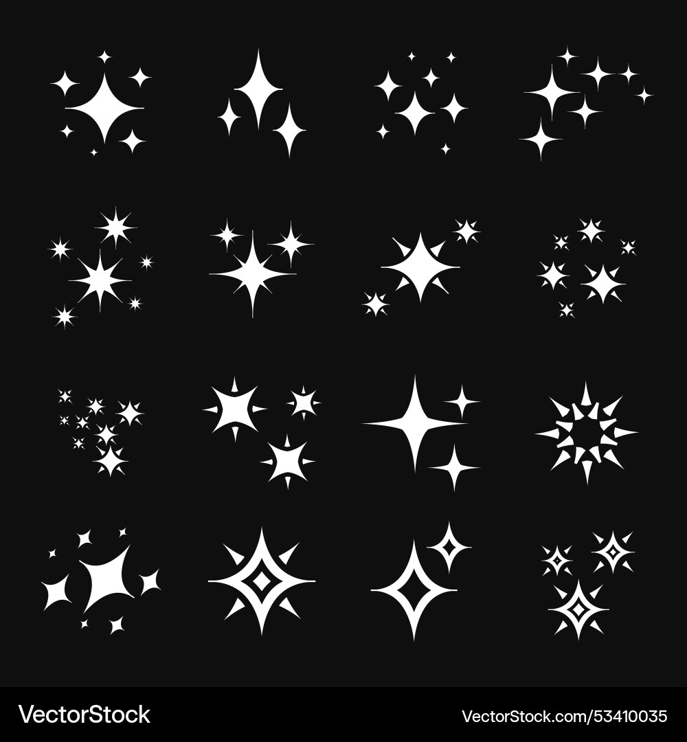 Sparkling stars white icons collection Sparkling stars white icons collection vector image