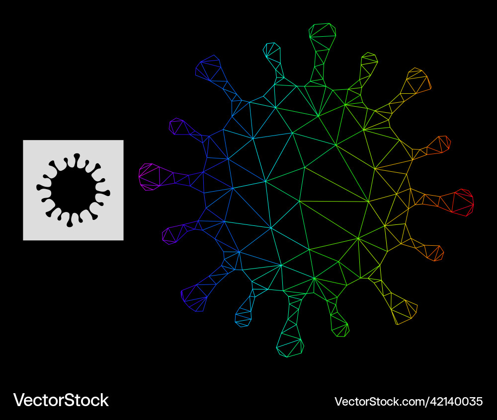 Spectrum gradient polygonal mesh microbe icon vector image