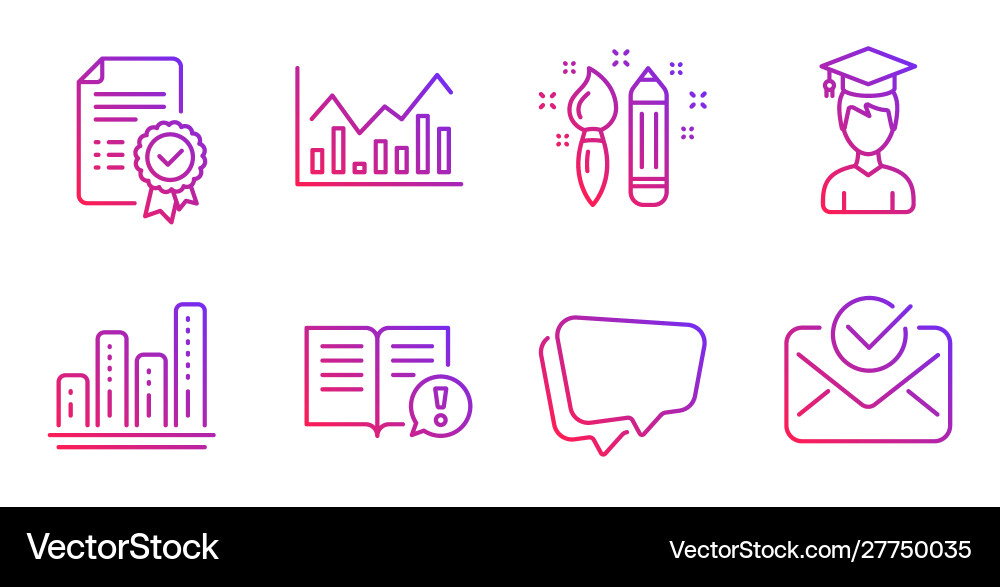 Speech bubble graph chart and facts icons set Speech bubble graph chart and facts icons set vector image