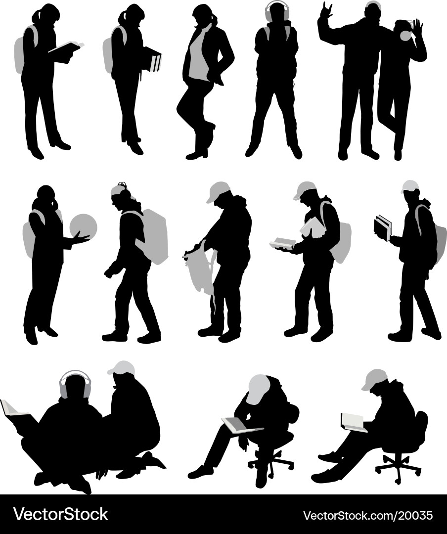 Student Silhouettes vector image