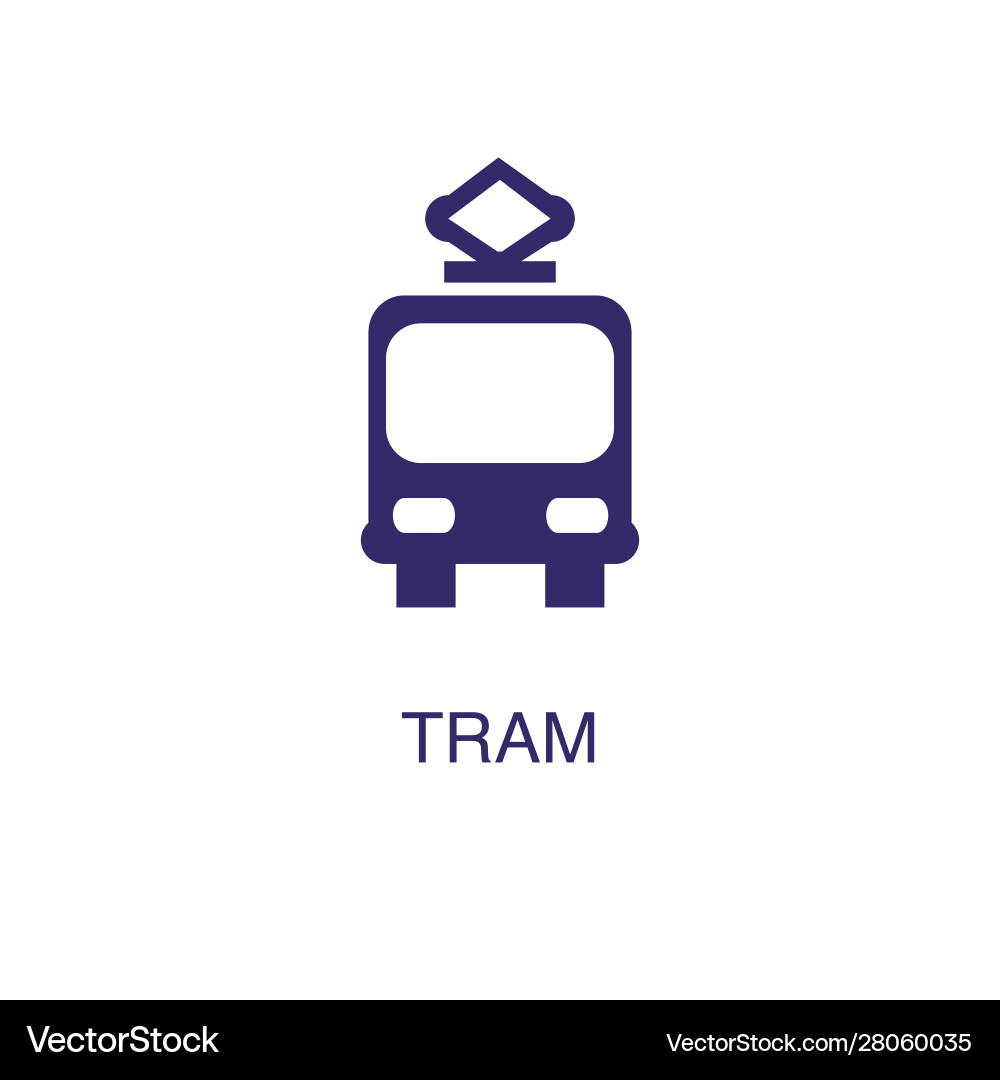 Tram element in flat simple style on white vector image