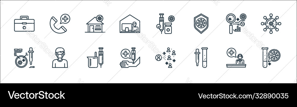 Virus line icons linear set quality Virus line icons linear set quality vector image