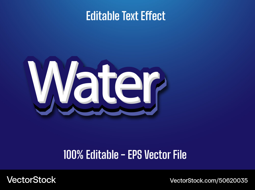 Water editable text effect 3 d emboss gradient Water editable text effect 3 d emboss gradient vector image