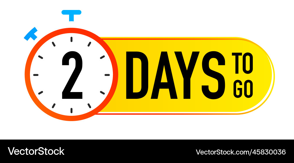 2 days to go timer symbol colorful style vector image