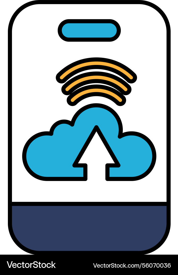 A phone with cloud and arrow pointing A phone with cloud and arrow pointing Vector Image