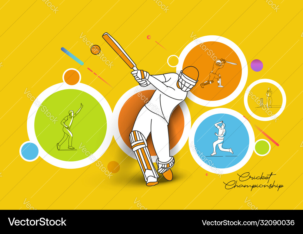 Abstract colorful pattern with batsman and bowler Abstract colorful pattern with batsman and bowler vector image