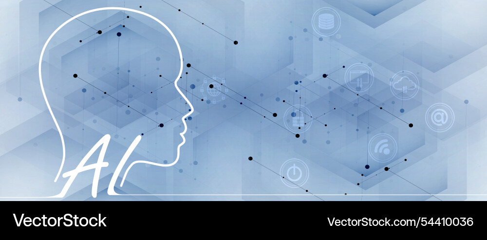 Artificial intelligence and computer technology Artificial intelligence and computer technology vector image