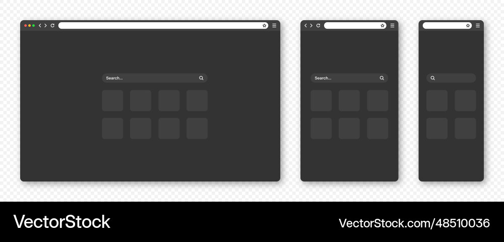 Blank web browser window with toolbar and search Blank web browser window with toolbar and search vector image