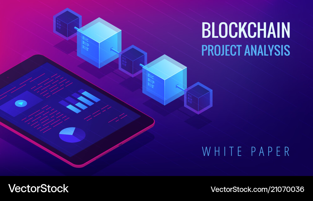 Blockchain Project Analysis - Isometric vector image