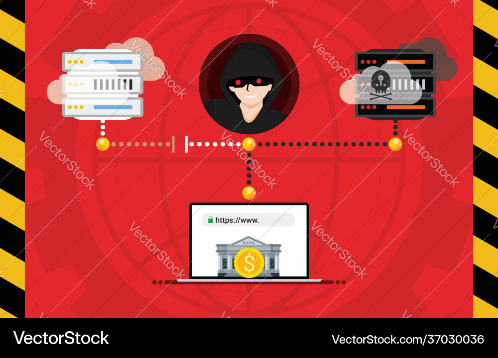Hacker dns hijack communication website concept Hacker dns hijack communication website concept vector image