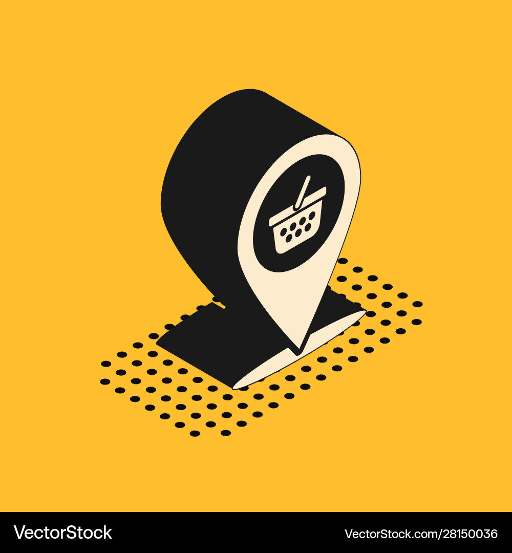 Isometric map pointer with shopping basket icon Vector Image