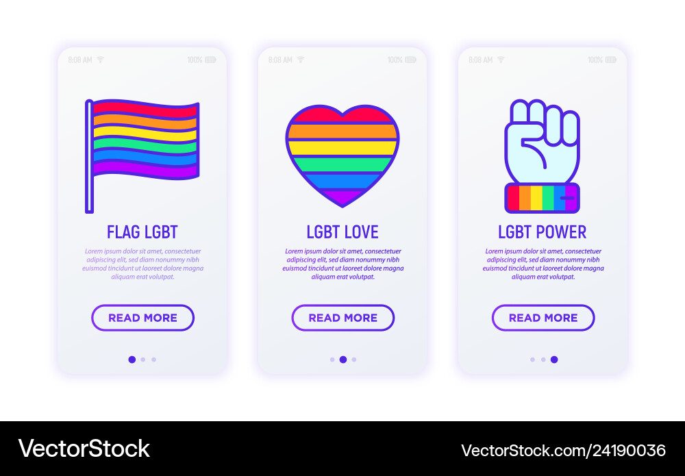 Lgbt thin line icons free love flag support vector image