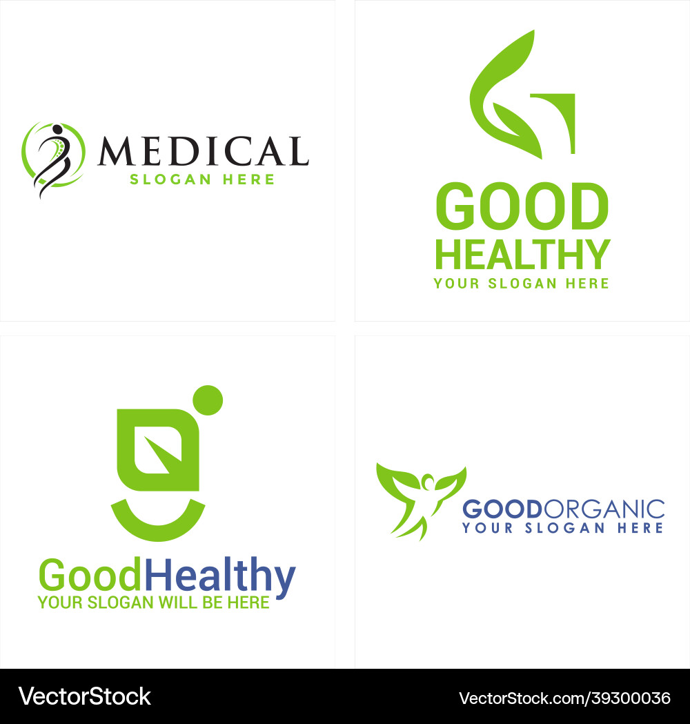 Medical physicals fitness spine leaf organic logo Medical physicals fitness spine leaf organic logo vector image