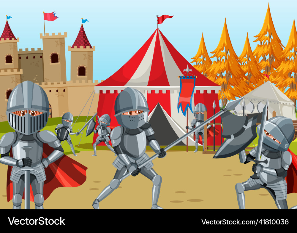 Medieval knight jousting tournament scene Medieval knight jousting tournament scene vector image