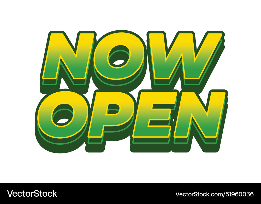 Now open text effect in 3d style with good colors Vector Image