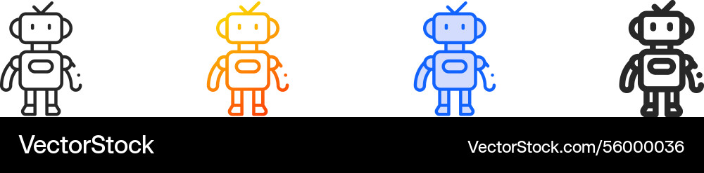 Robot iconthin linear gradient blue stroke Vector Image