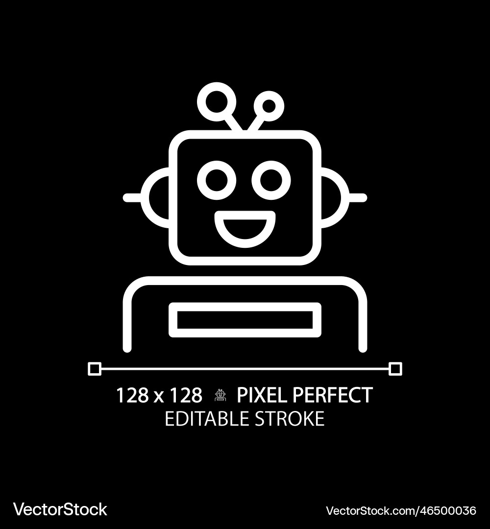 Robotics and stem pixel perfect white linear icon Robotics and stem pixel perfect white linear icon Vector Image