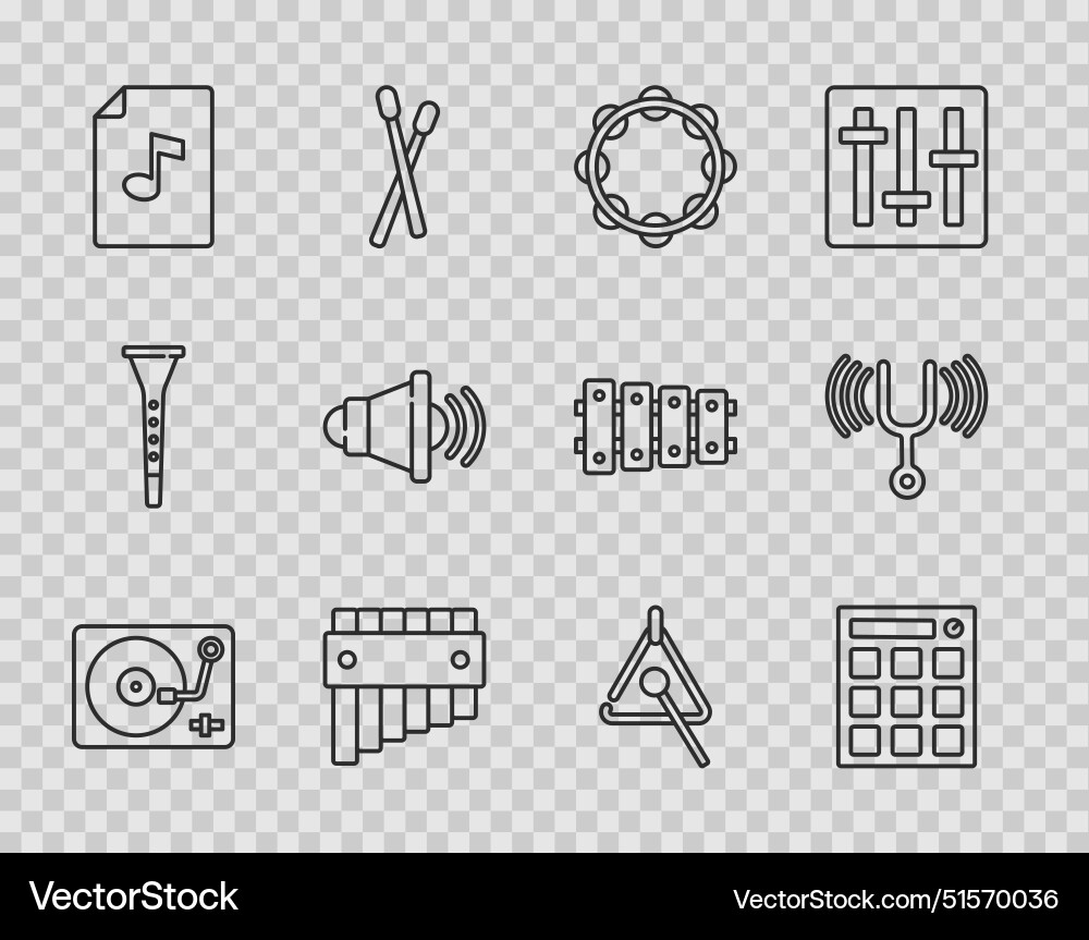 Set line vinyl player with disk drum Vector Image