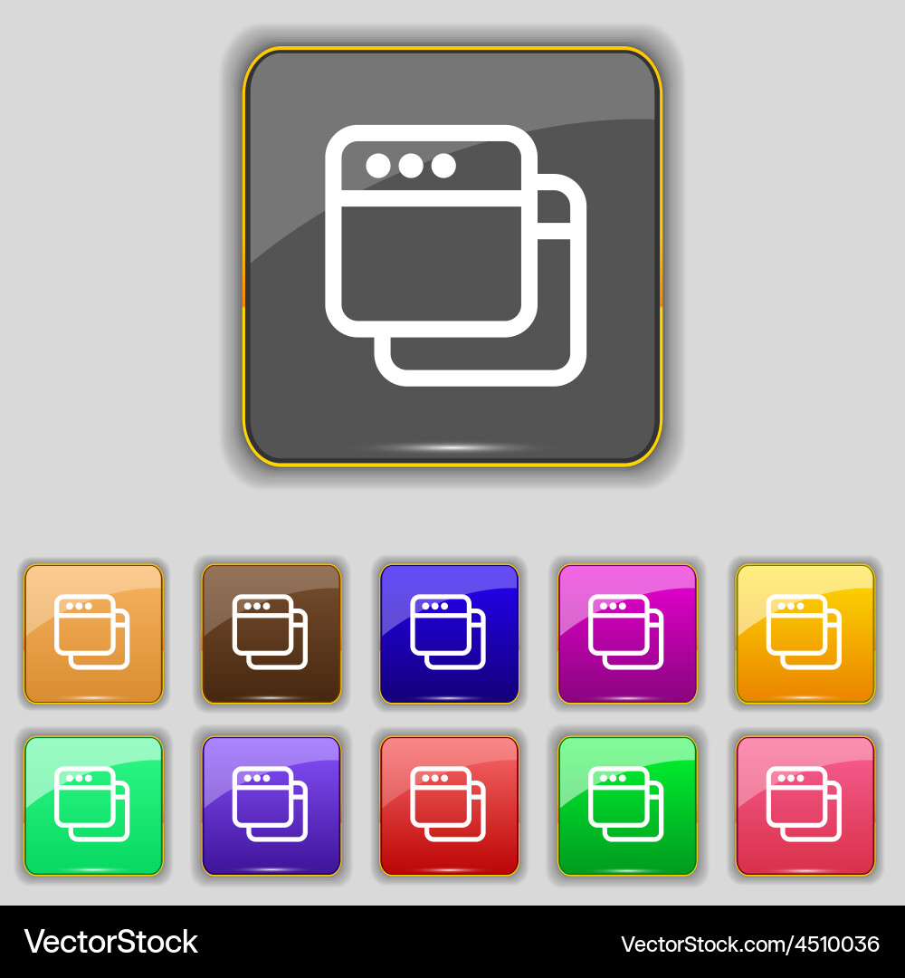 Simple browser window icon sign set with eleven vector image