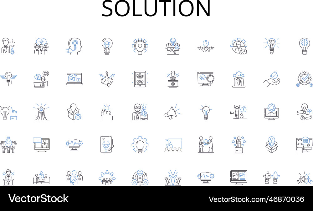 Solution line icons collection nspiration Solution line icons collection nspiration vector image