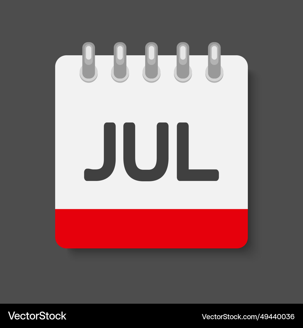 Template icon calendar month july Royalty Free Vector Image