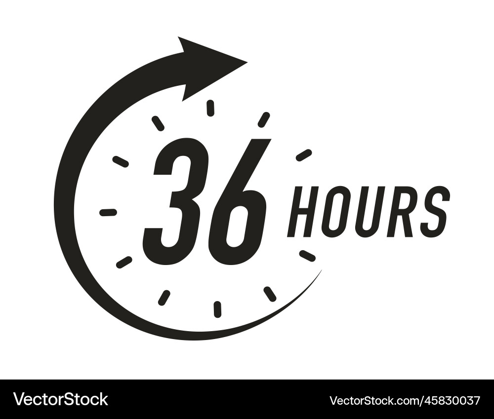 36 hours timer symbol black color style Vector Image