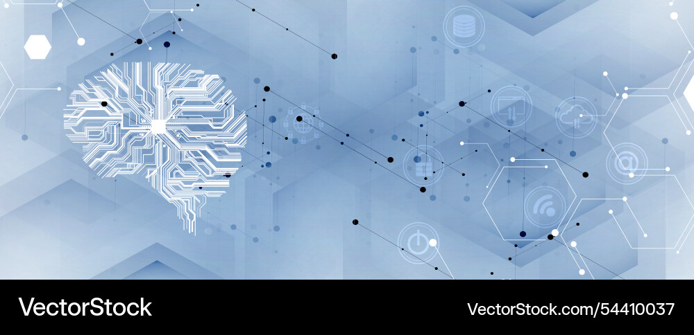 Artificial intelligence and computer technology Artificial intelligence and computer technology vector image