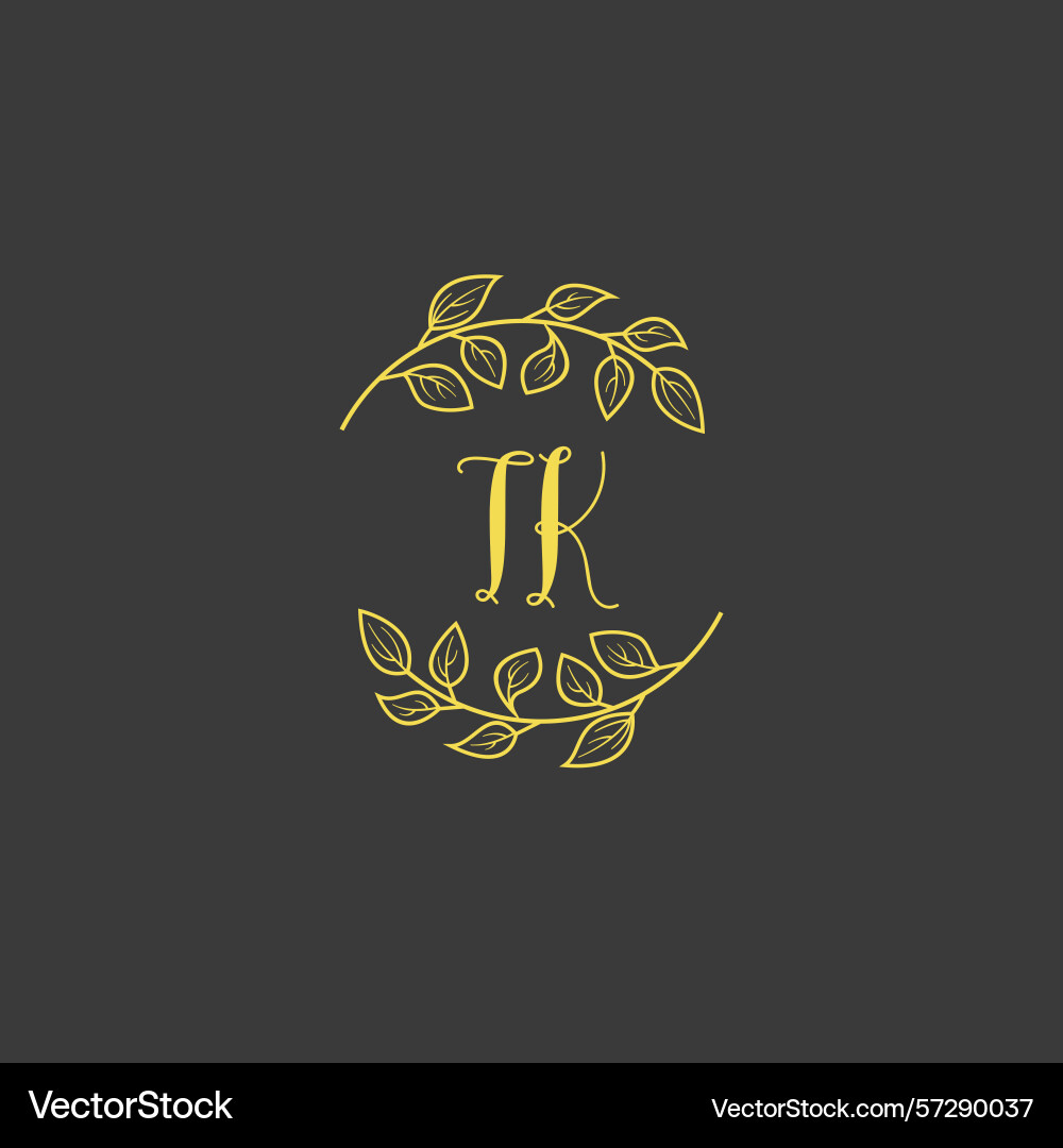 Botanical monogram logos with initial tk Vector Image