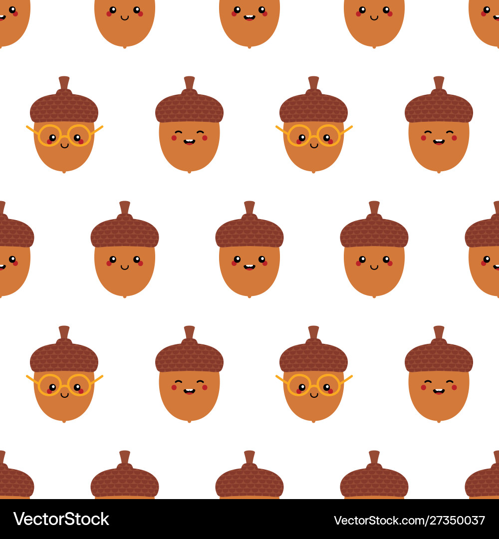 Cartoon acorn characters seamless pattern Cartoon acorn characters seamless pattern vector image