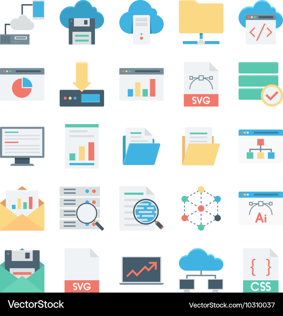 Cloud Data Icons - Technology & Data vector image