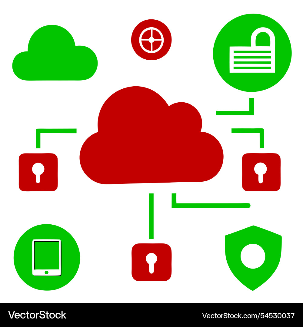 Cloud server security concept ideal for tech Cloud server security concept ideal for tech Vector Image
