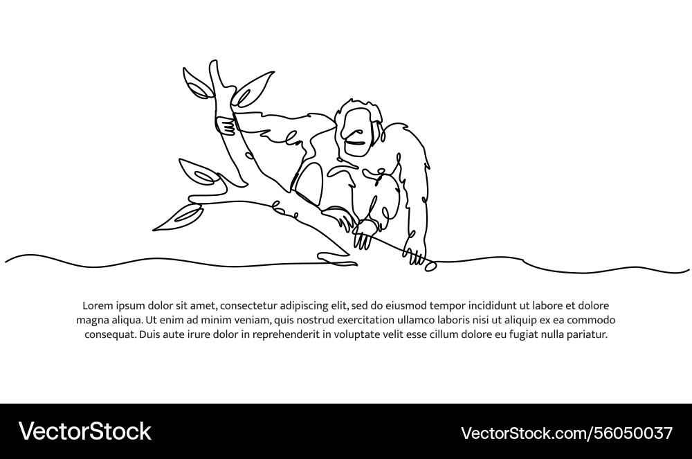 Continuous one line design of an orangutan Vector Image