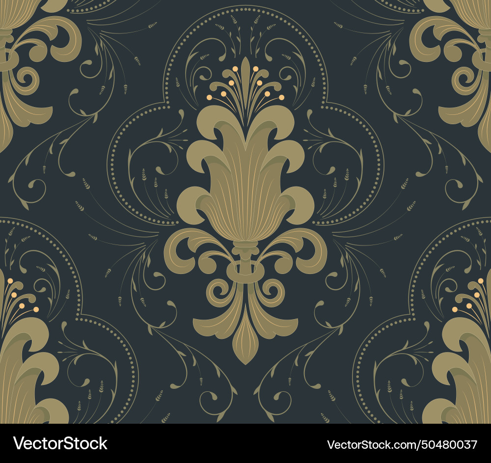 Damask seamless pattern element classical Damask seamless pattern element classical vector image
