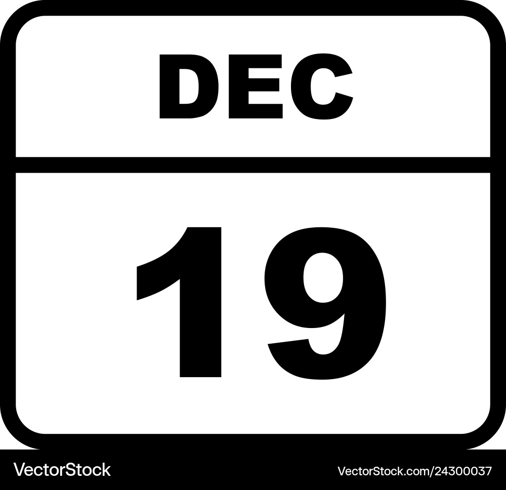 December 19th date on a single day calendar Vector Image