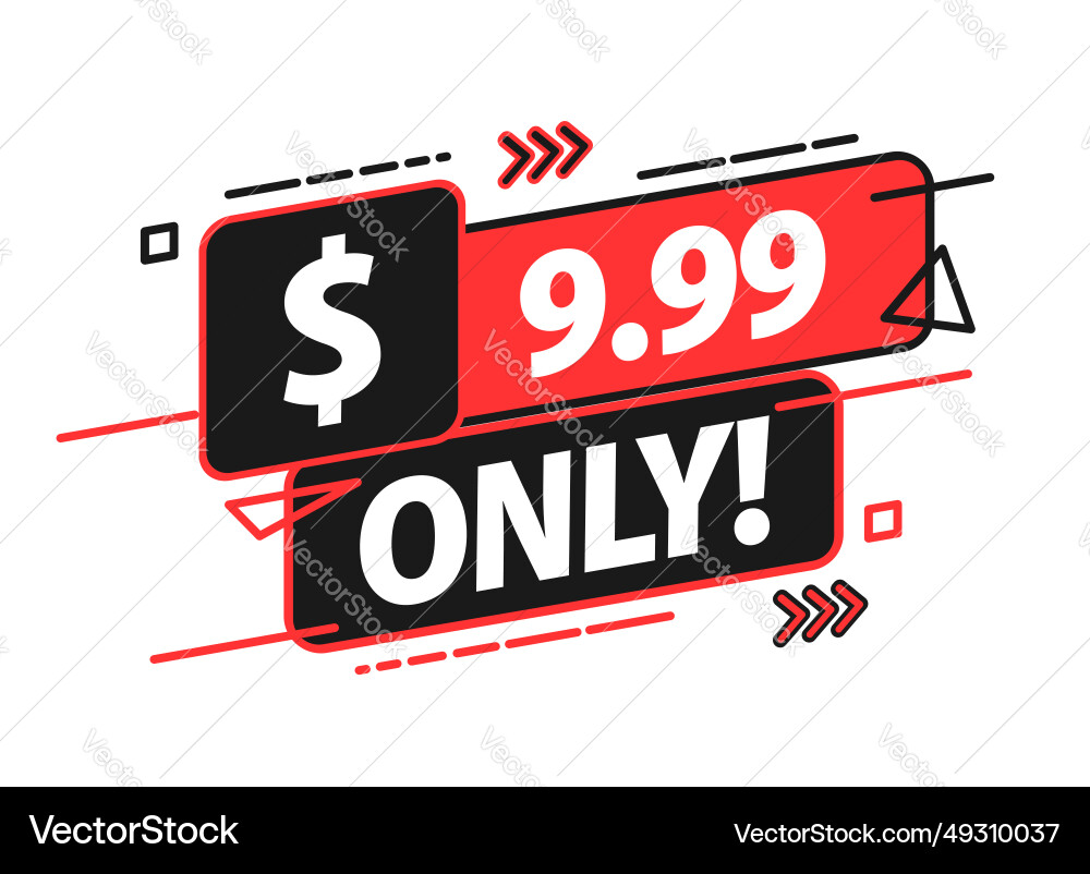 Dynamic 999 only price tag design in red Dynamic 999 only price tag design in red vector image