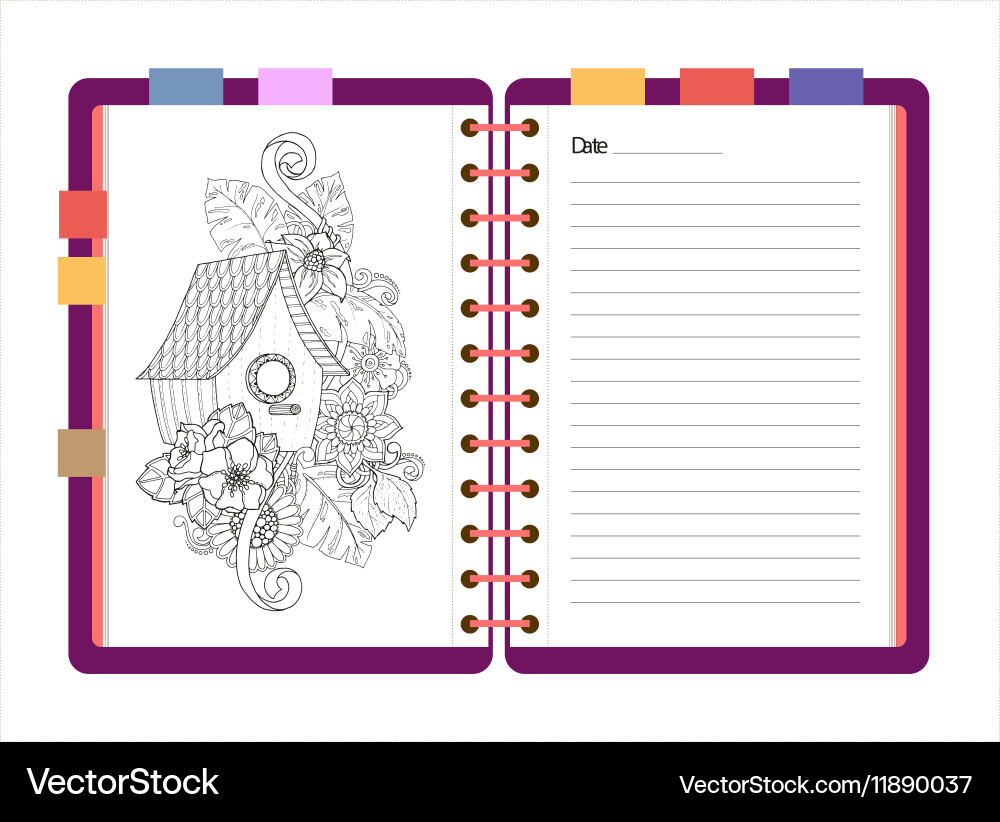 Flat design opened notepad sketchbook diary vector image