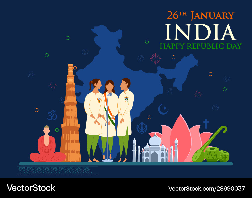 Flat minimal simplistic background for 26 january vector image