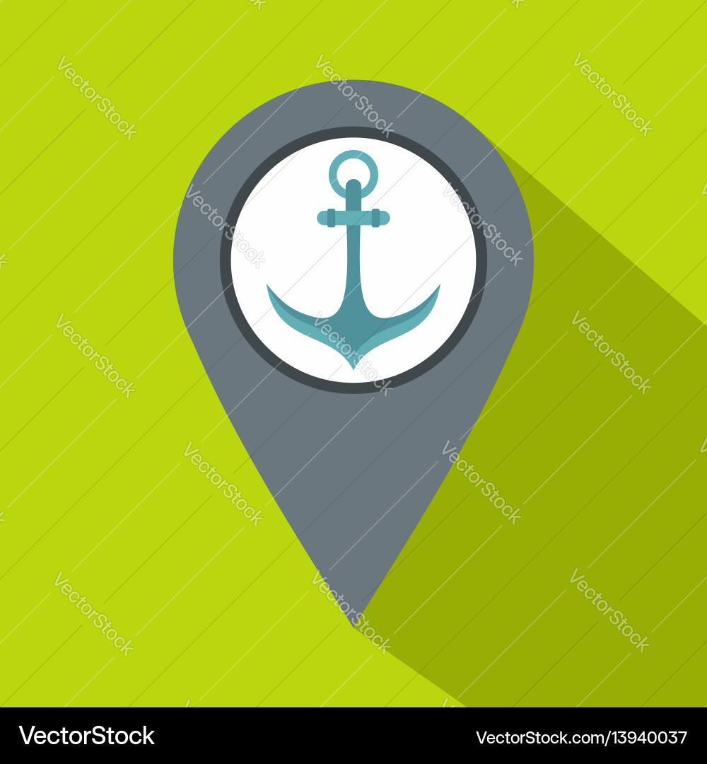 Gray map pointer with anchor symbol icon Gray map pointer with anchor symbol icon vector image