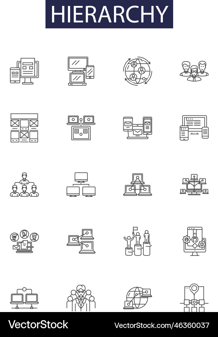 Hierarchy line icons and signs structure Hierarchy line icons and signs structure vector image
