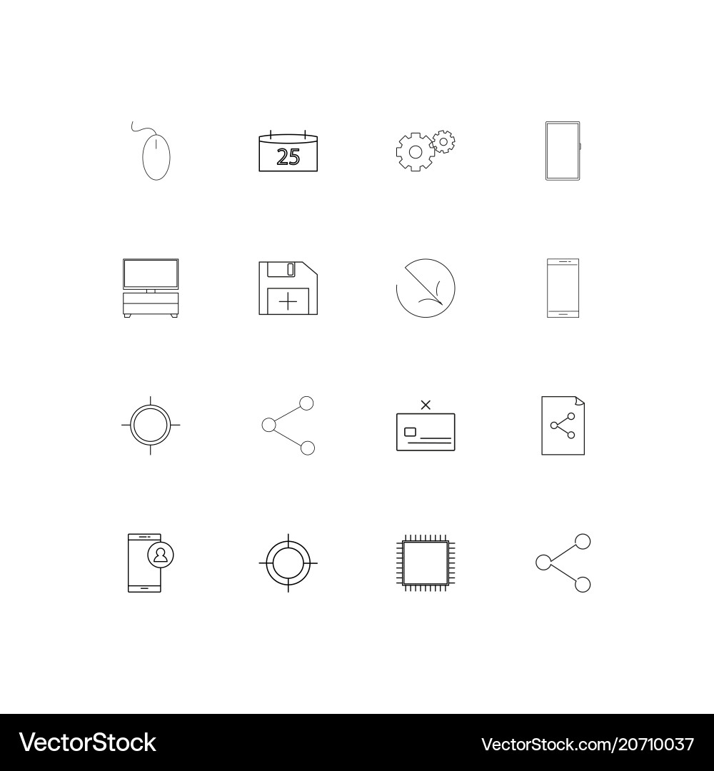 Internet technologies simple linear icons set vector image