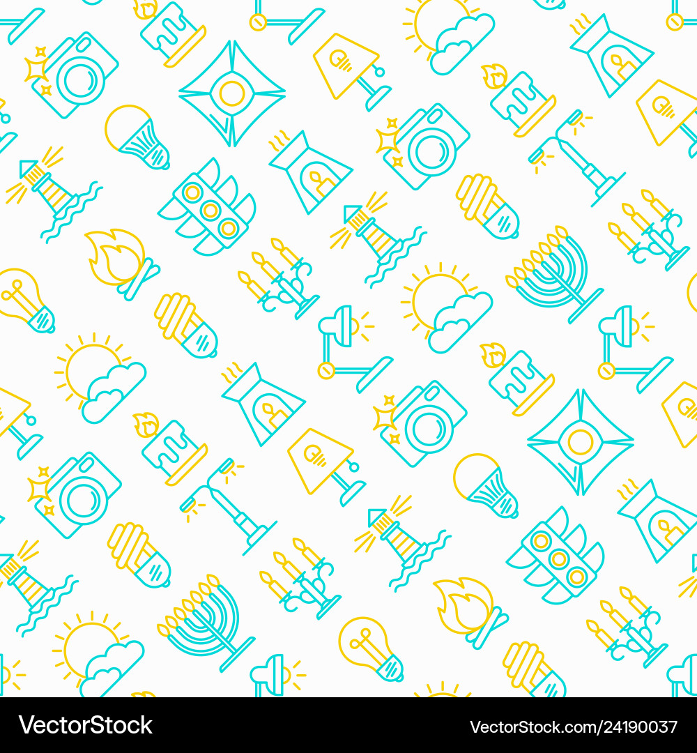 Lighting seamless pattern with thin line icons Lighting seamless pattern with thin line icons vector image