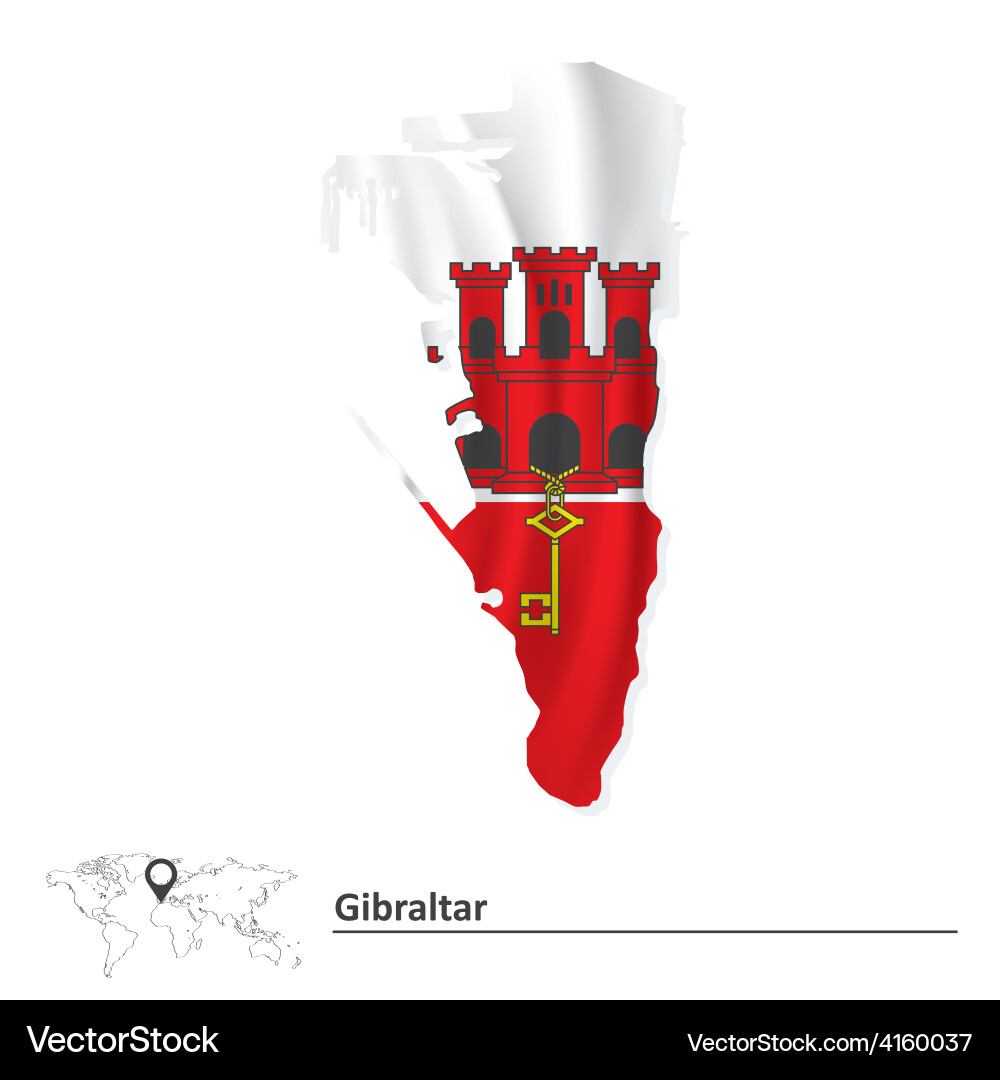 Map of gibraltar with flag vector image