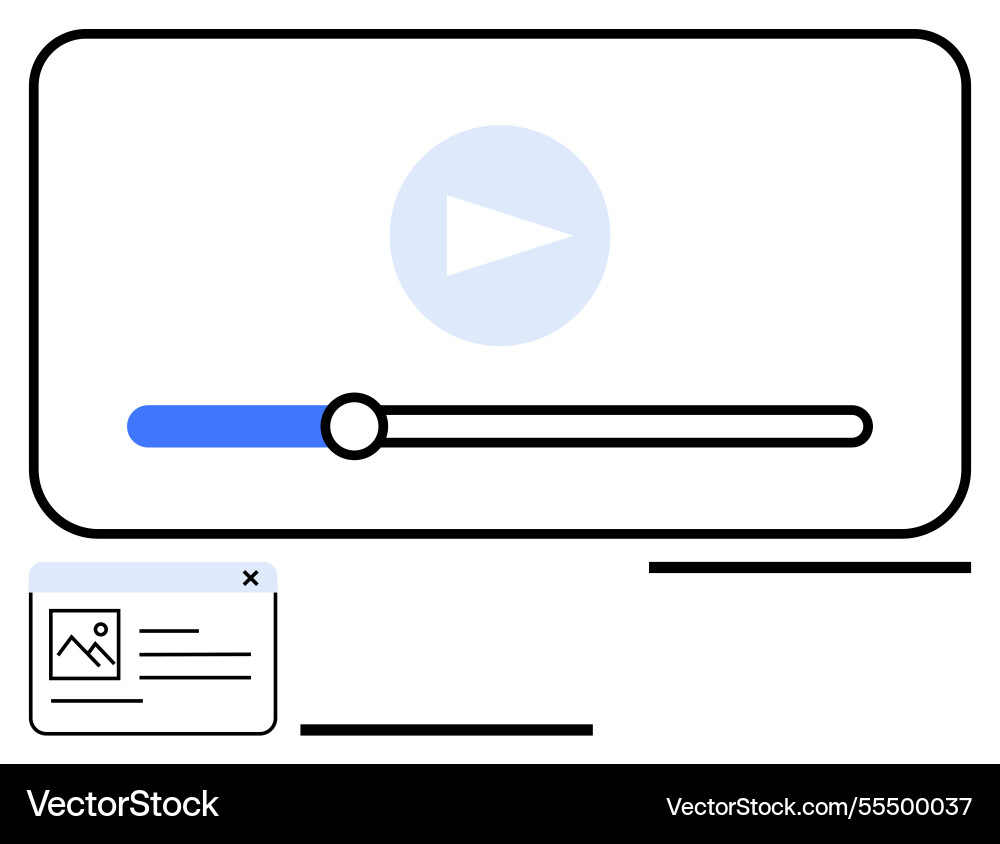 Media player interface with progress bar Media player interface with progress bar vector image