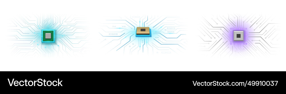 Micro processor or chip futuristic cpu parts Vector Image